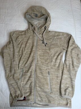 Bergans of Norway Hareid Fleece Jacket Womens Large Hooded Beige Tan Full Zip
